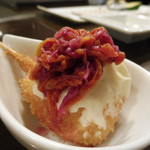 創作串揚 つだ - 鮭に菊の花のお浸し