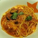 金星パスタ - とろけるモッツアレラチーズと揚げたて茄子・角切りポテトの完熟トマト