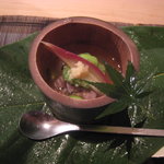 Kajikawa - 冬瓜、葛切り、生姜かげん酢の先付