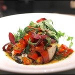 エクアトゥール - マリネしたアンコウロースト、トマトとハーブのソース