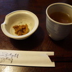 そばの実 - 戸隠大根味噌漬けと延命茶