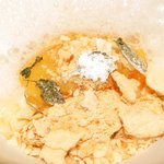 ラ ペ - ランチコース 5940円 のミカン、カルダモンソース、フレッシュバナナ、メレンゲのアイスクリーム