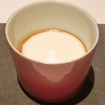 ラ ペ - ランチコース 5940円 のセップ茸のヴルーテ ベーコンとメープルシロップのエスプーマ