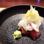欧割烹 清水 - ◆京都の鮪　赤身
            煎り酒がかけられています。鮪は滑らかな食感で赤身らしい味わい。