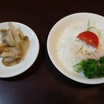 竹林坊 - セットのサラダとザーサイ／27年12月