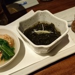銀座 いっぱし - (12/09)炙り明太子、もずく酢、きぬかつぎ