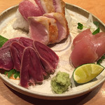 ささみの昆布締め、タタキ、ハツ、砂肝