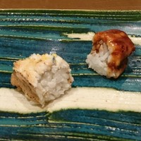 寿司英 - アナゴの塩とタレ