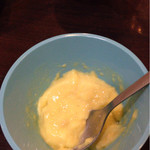 ムガルキッチン - デザートは一種類。カスタードクリームです。りんごが少し入ってます。(食べ途中ですいません)
