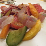 オステリア オージオ ソット - 【再訪5】三浦三崎の鮮魚と鎌倉野菜のカルパッチョ