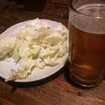 Okinawafuu Izakaya Kizuna - お通し&生ビール