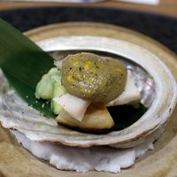 魯忍 - 先付：肝醤油、アボガトと胡麻の練り物かけ