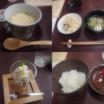 料亭 金鍋 - その後の茶わん蒸し、ごはん、デザート。そして八丁味噌スープをご飯にかけて（僕仕様）