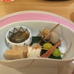 主計町お料理 いち凛 - 八寸（ナマコ、ぎんなん、かぶら鮨、つぶガイなど）