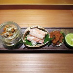 栞庵 やましろ - 兵庫県ずわい蟹の雌
　内子と味噌、身、外子　　
兵庫県ずわい蟹の雌
　内子と味噌、身、外子