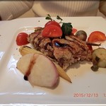レ・スリジェ - Bコース　メイン　和牛薄切りロース肉のミルフィーユカツレツ　バルサミコ・ケッパー・トマトソース