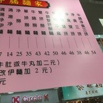 生記清湯牛腩麺家 - メニュー。