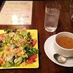 Bisutoroemudhi - サラダ特盛(+100円)・ランチスープ