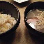 六雁 - お替りの白菜ご飯 のっぺい汁