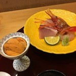 赤坂 詠月 - 竹岡　鰤、鯛、ボタンエビ　塩水ウニ
      