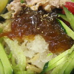 つけ麺　ちっちょ極 - 高知県の地鶏、「土佐ジロー」をベースにした出汁を、このようにジュレ（煮こごり？）にして麺の上に