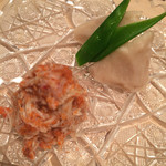 鮨 とかみ - 先付け　海老芋炊き　香箱蟹
