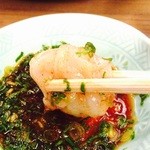 ふぐ料理 与太呂 - 分厚いてっさ!!ポン酢たっぷりつけましょね♪