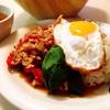 居酒屋 マルクチ - 料理写真:タイ料理のガパオライス！
ガパオ(ホーリーバジル)とひき肉炒め、ご飯、目玉焼き付き。
普段は辛さは控えてありますので本場の辛さが良い方はおっしゃってください。