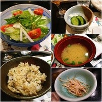 ステーキハウス ハマ  目黒店 - サラダ/ガーリックライス/お新香/お味噌汁/焼き野菜②