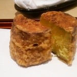 てんぷら 近藤 - 同じカウンターでご一緒した女性達の一人の親戚が、噂ののサツマイモ農家の方だとか。又々びっくり(゜ロ゜