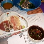 熊襲亭 - 鰹と名物鳥の刺身