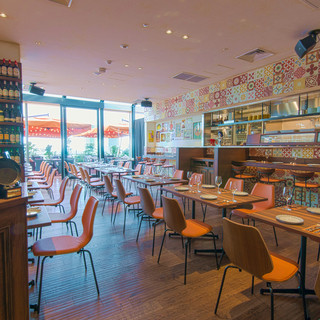 A carefully designed interior with tiles ordered from Spain arranged all over the walls.