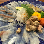 しまなみ直送 真鯛・海鮮料理専門店 鯛将 - ハギの薄造りで〜す！