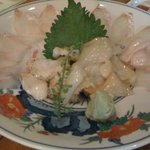 天然ヒラメ刺し＆ツブ貝刺し