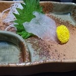 料理旅館 かねとも - 朝、ヒラメの刺身