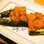 太アスパラ桜海老味噌焼