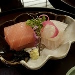 日本料理 太月 - お造り　かじきまぐろと鹿児島の天然鯛