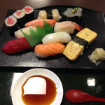 Sushi Kappou Midori - ランチの寿司セット　お任せ１．５人前は１０８０円（内税）