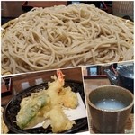 Ichinaru - お昼の天ざる蕎麦のアップと蕎麦湯