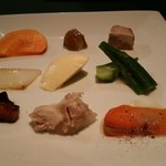 仏蘭西居酒屋ありす - お通しです（2015年12月）。