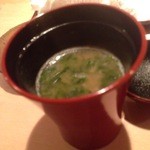 鮨 さかい - 2015　12月　アオサの入った味噌汁