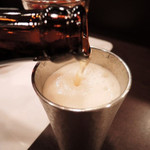 てんぷらこざき - 錫製マグなので、ビールの泡立ちがとってもいいよ～