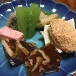 藤紀 - 煮こごり、南蛮漬け、生たらこの煮付け、エビしんじょ