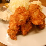 こづち - ２０１５/１２　カキフライ５個にタルタル付に千キャベツ、ポテトマカロニサラダ、味噌汁付