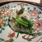 銀座うち山 - 平目の昆布締め　白子ソース　〇