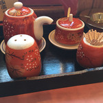 Shisen - 備え付けの辣油をひと舐め・・マイルド辣油。本家「四川」さんは刺激的で尖ってます。ここが一番違うところ！