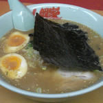 山岡家 -  味噌ラーメン（スープ：薄すぎコクなし） ＋ 味玉＠サービス券