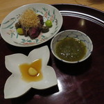 松川 - 新潟の網獲りの鴨焼き、揚げた葱と 辛子醤油とおろしポン酢で1