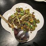 チャミヤラキッチン - ('15/10）空豆のクミン炒めも炒め過ぎでカチカチ残念。