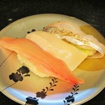 廻転とやま鮨 - おすすめ３種盛（ぶり・たこ頭肉・太刀魚）。780円税抜